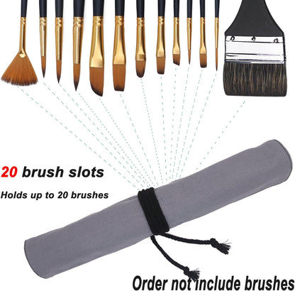 Funny live Paint Brush Holder Art Supplies, Artist Brush Holder & Art Supply Storage Organizer Roll-Up Case Bag, Protect Acrylic Oil Watercolor Paintbrushes (Peony-20 Slot Pockets)