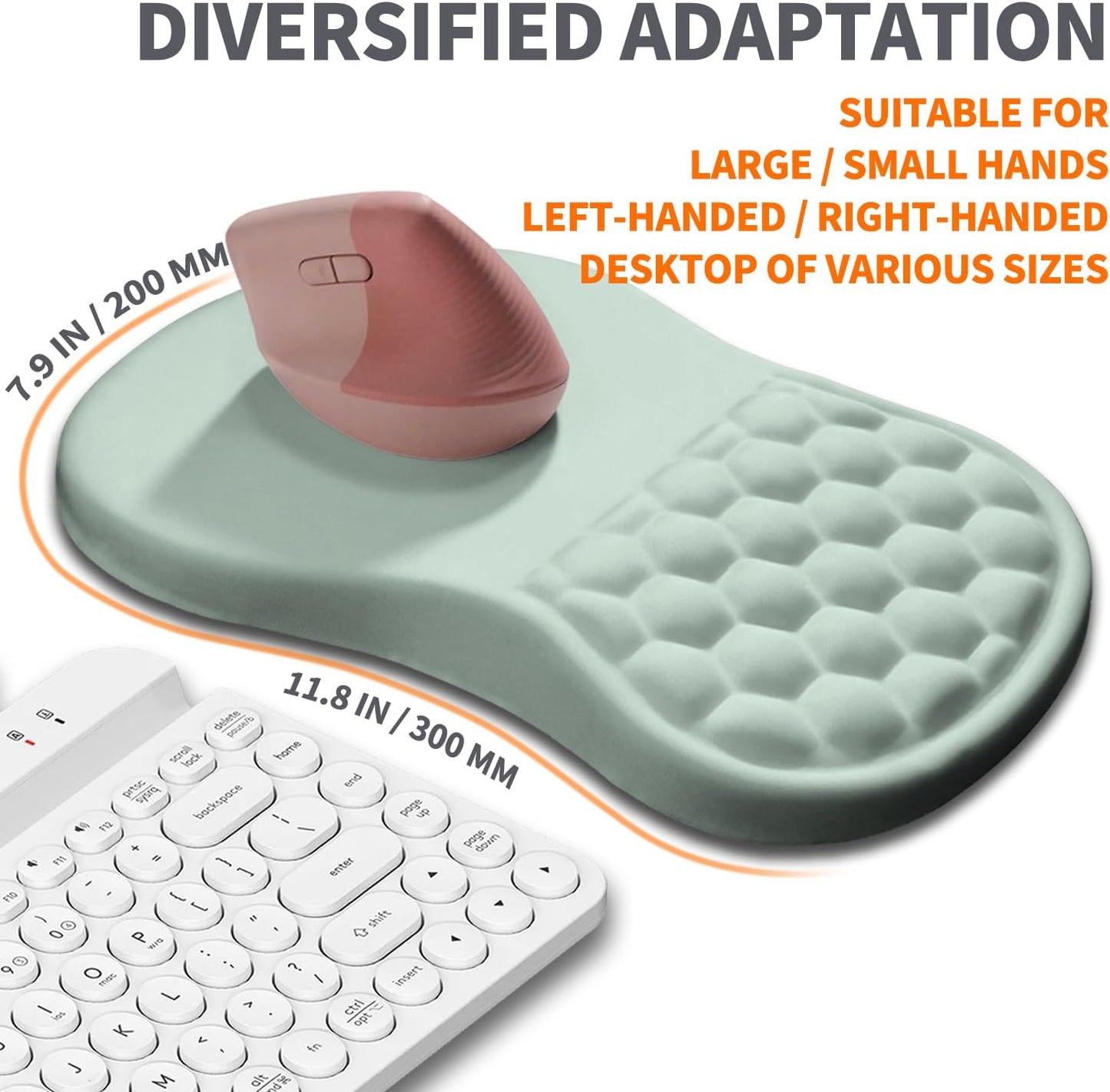 Ergonomic Joint Wrist Support Mouse Pad with Memory Foam Cushion Massage Bump, Carpal Tunnel Pain Relief Mousepad Slope Design for Wrist Rest, 11.8x7.9 in, Black