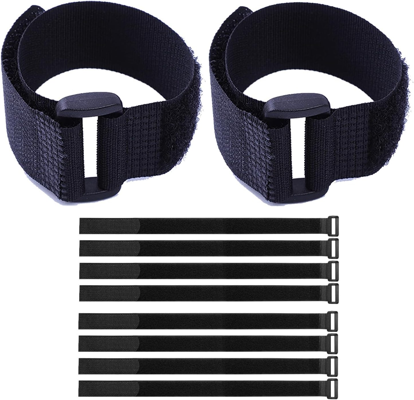 Fastening Nylon Strap with Buckle,10Pack Reusable Self-Adhesive Hook and Loop Cable Securing Straps,Adjustable Cinch Straps for Cords Organized and Tidy(1" x 8")