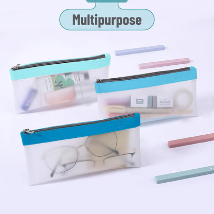 Mr. Pen- Clear Pencil Pouch, 8.50"x4.25", 3 Pack, Durable TPU Material, Medium Water-Resistant Pencil Bags with Smooth Zipper, Multipurpose Clear Pouch for Stationery, School, Office, Travel Supplies