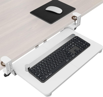 Ergonomic Mouse & Keyboard Tray Under Desk, Pull Out with Adjustable C-clamp, 20 (25.9 Including Clamps) x 11.8 Inch Slide Out Computer Keyboard Drawer Mouse Tray for Typing, Rustic Brown
