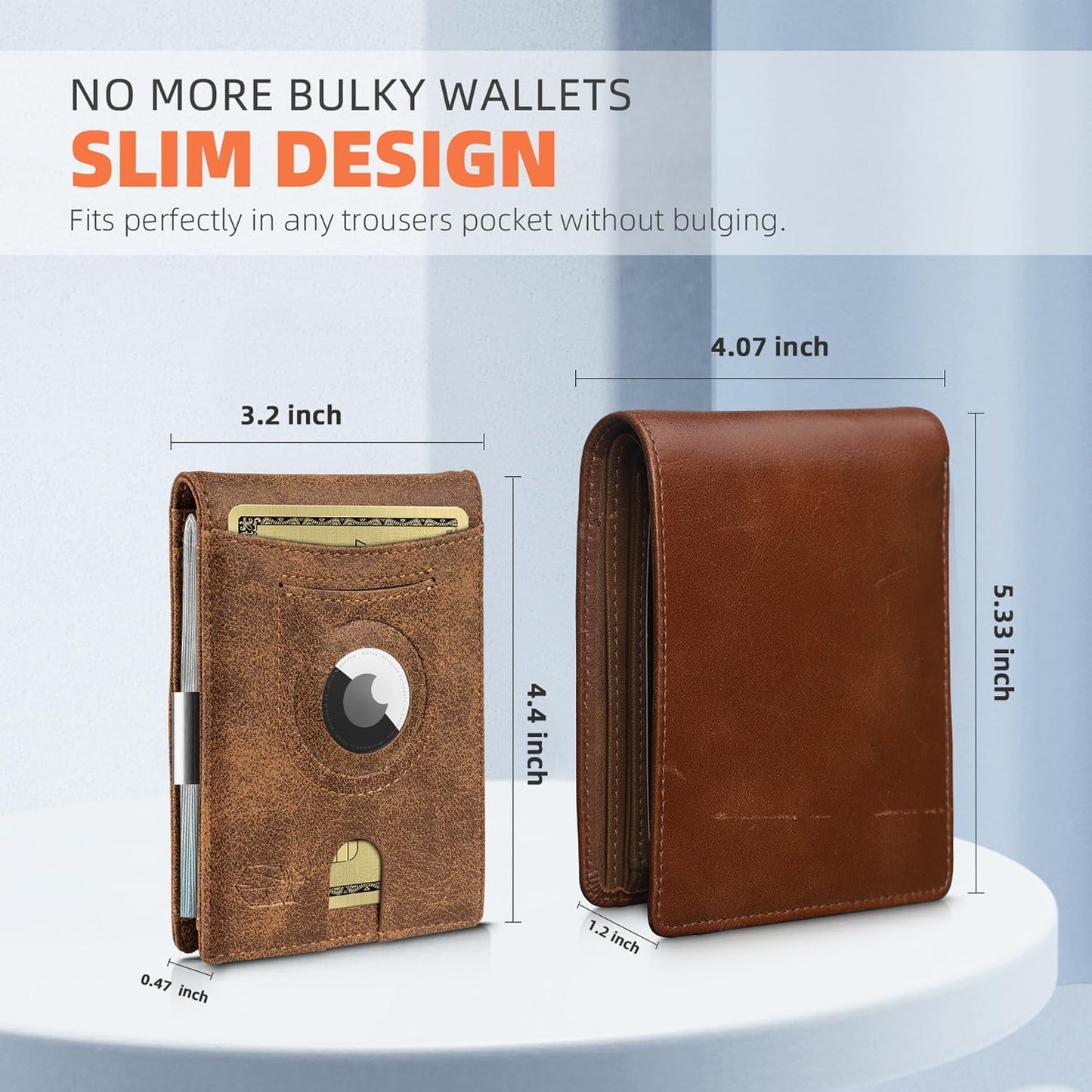 Zitahli Men's Wallets Airtag Holder Slim Rfid Leather with Gift Box