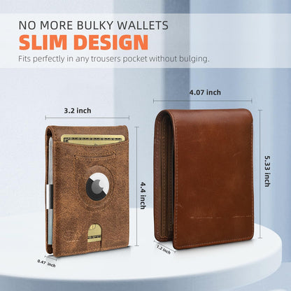 Zitahli Men's Wallets Airtag Holder Slim Rfid Leather with Gift Box