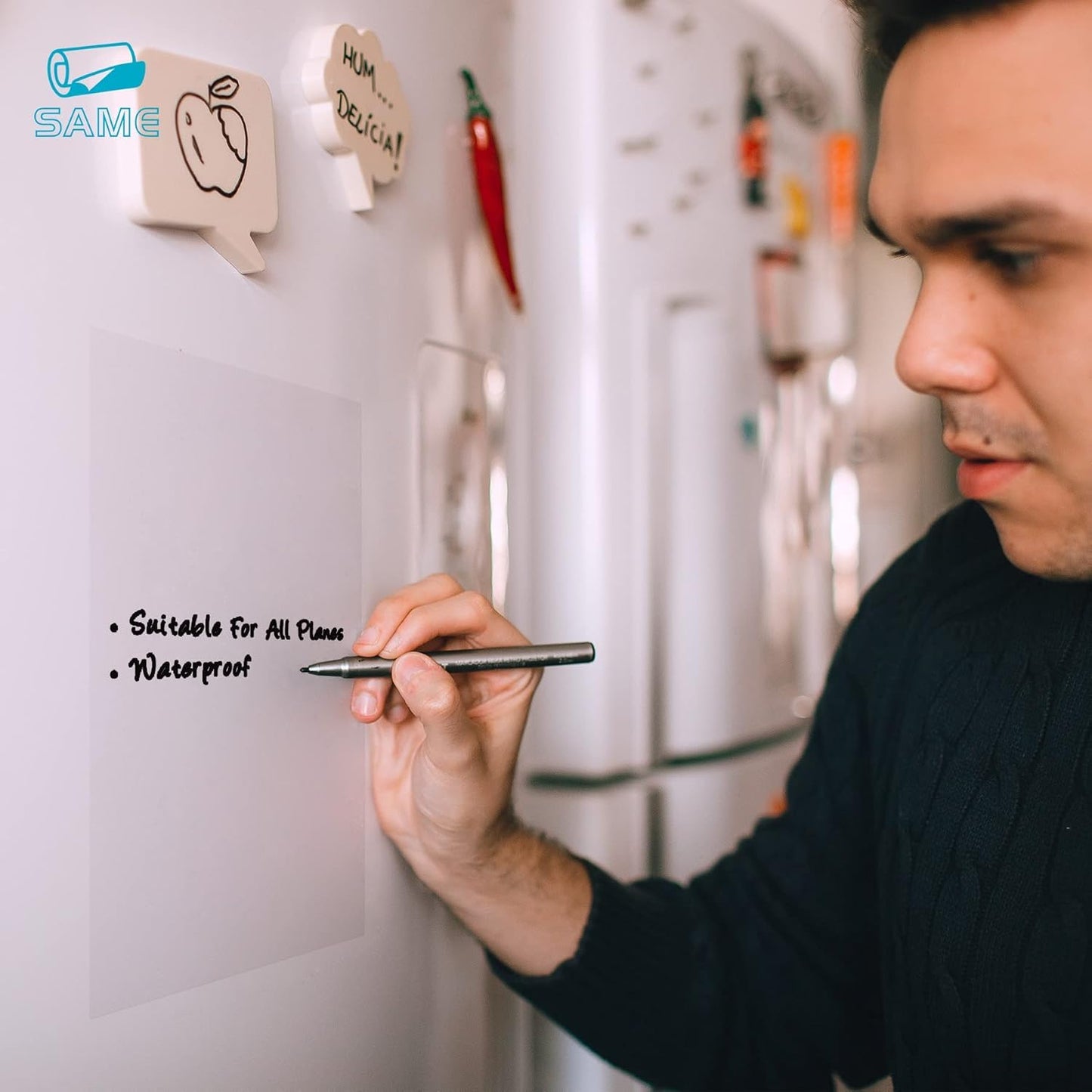 Dry Erase Board Sticker- Whiteboard Stickers-8.27''x11.69'' Removable Dry Erase Sheets- Fridge Dry Erase Paper for Wall/Desk/Refrigerator/Door/Locker/Home/Office/Classroom (White-2Pcs)