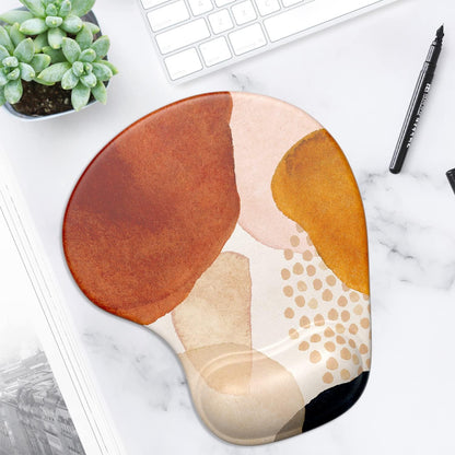 ITNRSIIET Ergonomic Mouse Pad with Gel Wrist Support Wrist Rest Smooth Surface Non-Slip PU Base Comfortable Office Supplies Pain Relief, 9.5 x 8 inches, Beach