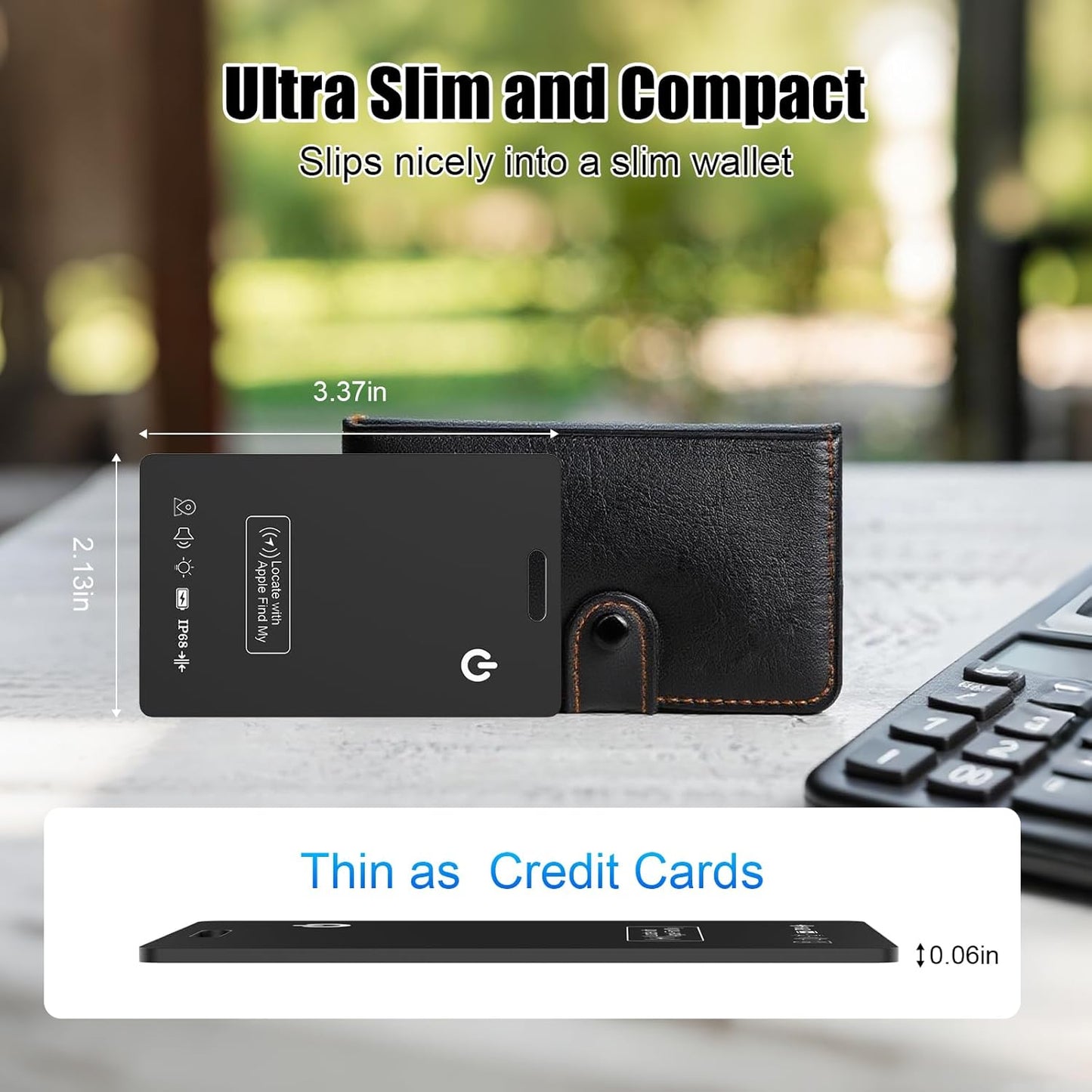 Fathers Day Dad Gifts, Ultra-Thin Wallet Tracker Card, Rechargeable 0.094in IP68 Waterproof Bluetooth Tracker for Wallets, Passport, Work with Apple Find My, Card Locator(iOS Only)
