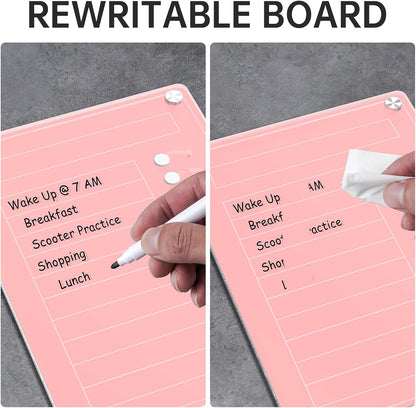 NiHome Acrylic Magnetic to Do List Planning Board with Sliders & Desktop Stand, Chore Chart for Kids & Adults, Checklist Routine Chart Task Board for Fridge & Desk, for Magnetic Metal Surfaces Only