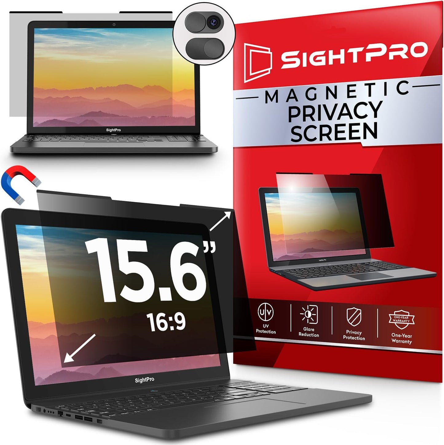 SightPro Magnetic Laptop Privacy Screen 14 Inch 16:9 - Patented Removable Laptop Privacy Filter Shield and Protector
