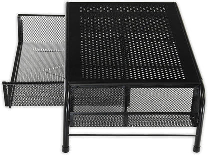 Simple Houseware Metal Desk Monitor Stand Riser with Organizer Drawer, Black