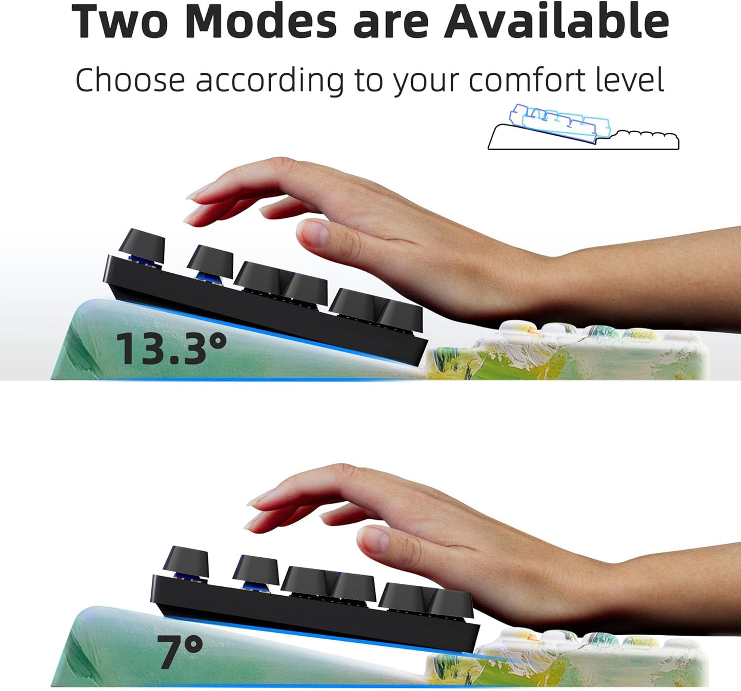 Ospelelf Tilt Keyboard Stand with Wrist Rest, Comfy Ergonomic Keyboard Riser Holder for Office Home
