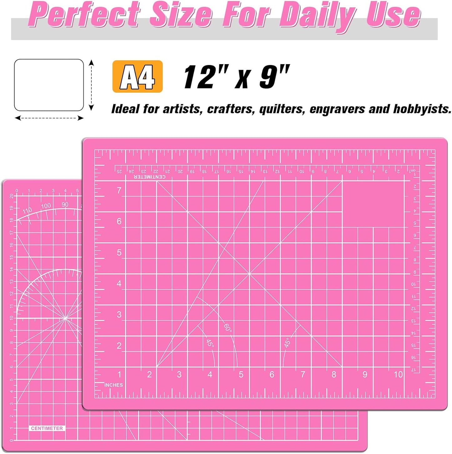 DIYSELF Cutting Mat 12in×18in, Cutting Mats for Crafts, Self Healing Cutting Mat A3, Fabric Cutting Mats Double Side for Sewing, Quilting, Craft Mat for Desktop, Matting & Mounting Materials