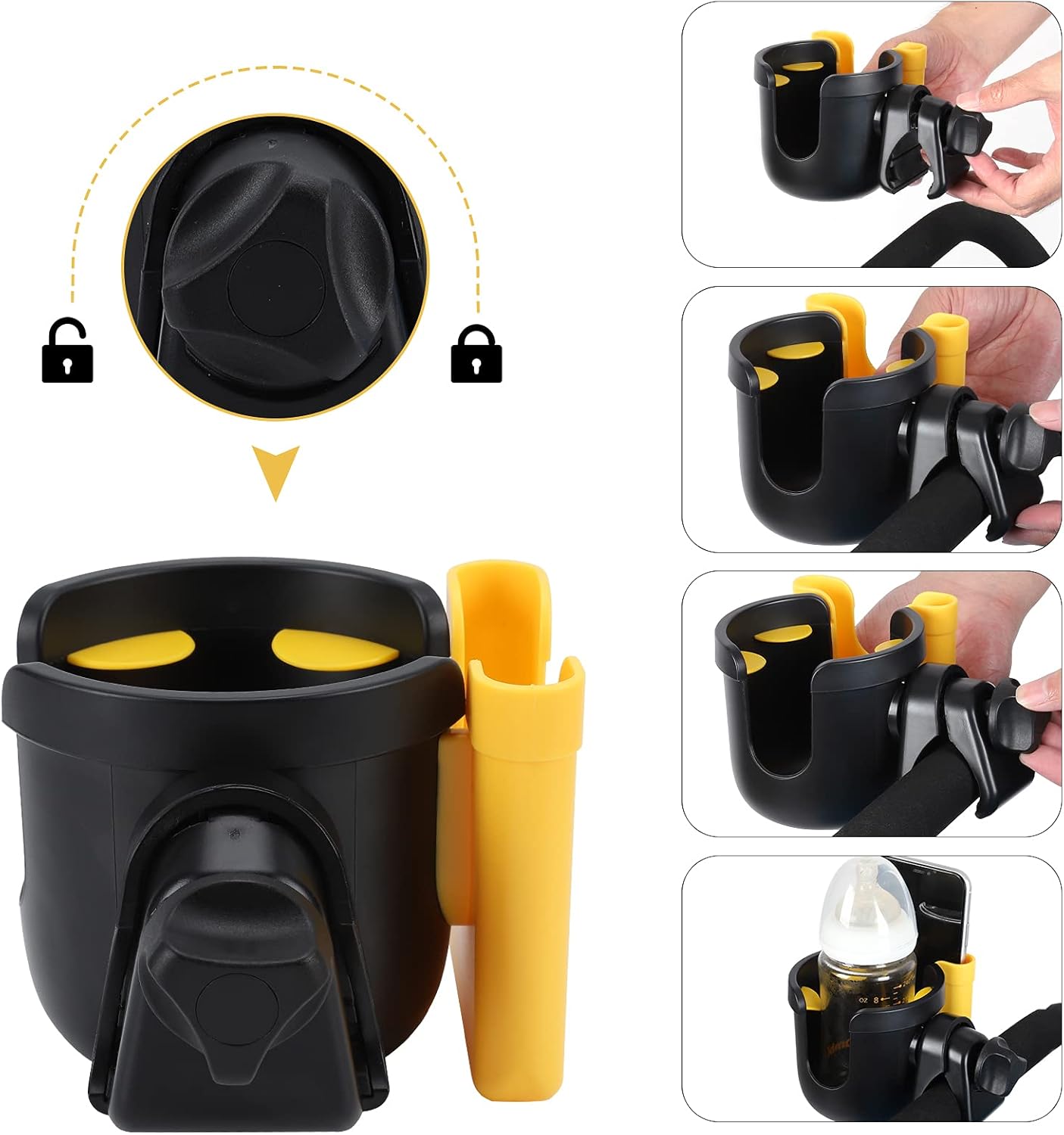 Accmor 2-in-1 Walker Cup Holder with Phone Holder, Wheelchair Cup Holder, Rollator Cup Holder, Cup Phone Holder for Walker, Wheelchair, Rollator, Mobility Scooter