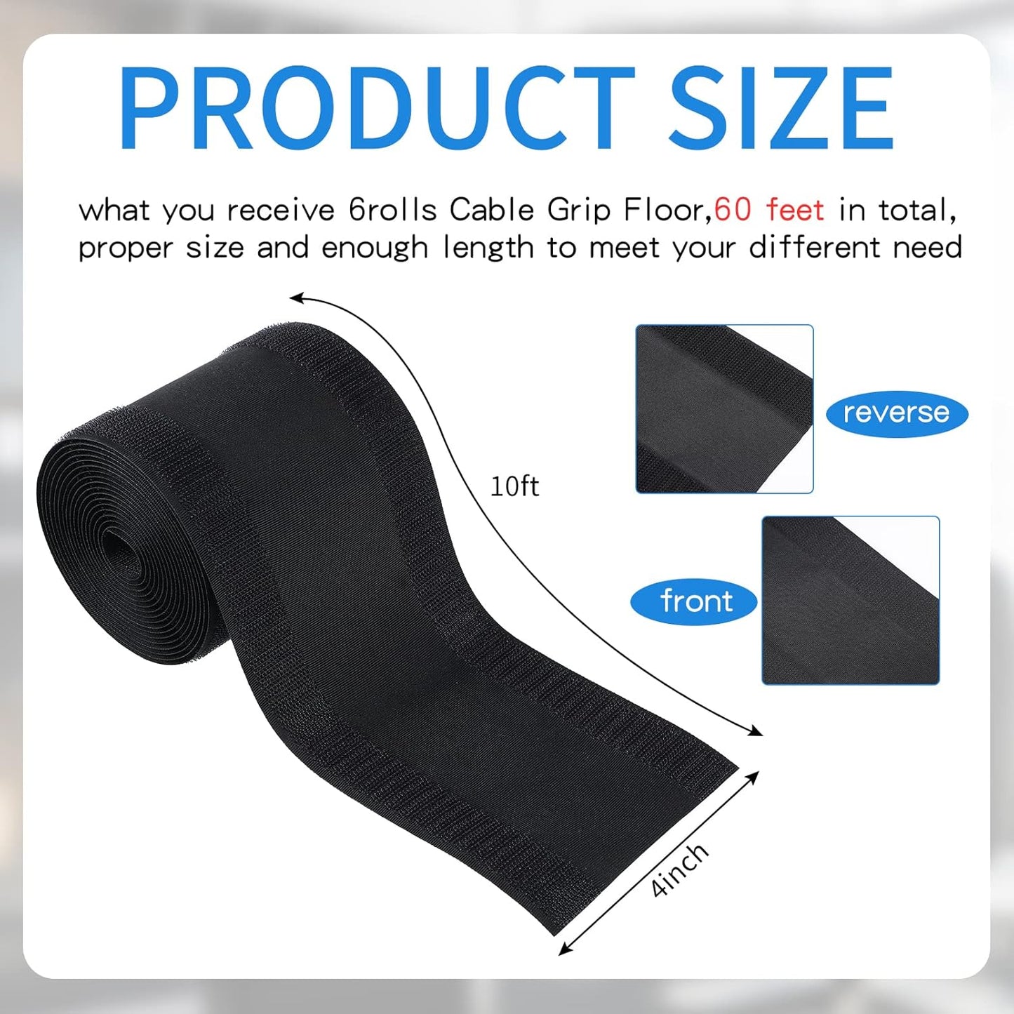 WILLBOND Carpet Cord Cover Cable Protector Floor Cover Cable Protector Management Only for Commercial Office Carpet(19.69 ft,Black)