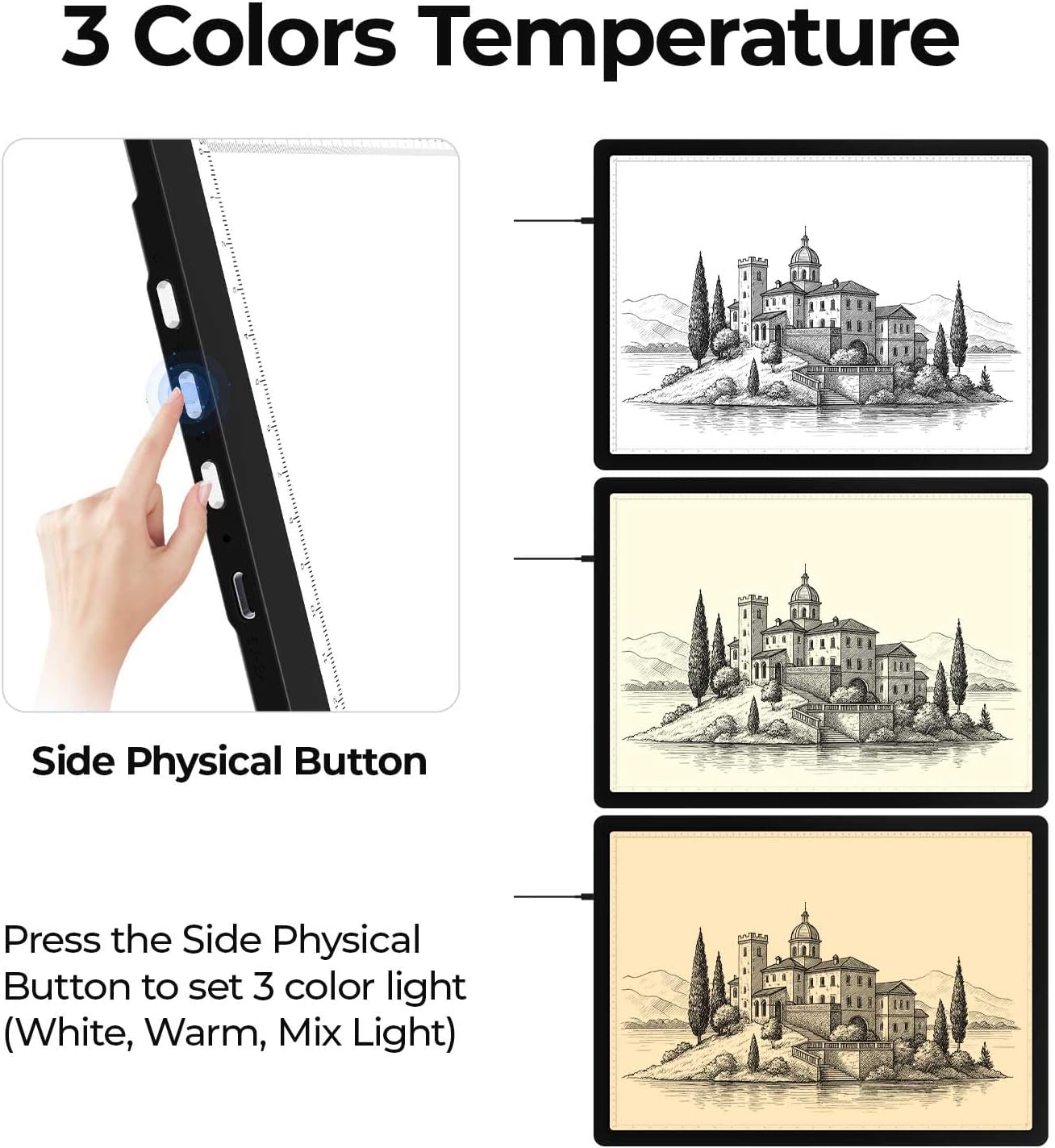 Heanolier A4 LED Copy Board Light Tracing Box,Super Bright Magnetic Light pad with Side physical Buttons,Adjustable Corded Light Table for Tattoo Transferring,Drawing, Light Board for Diamond Painting
