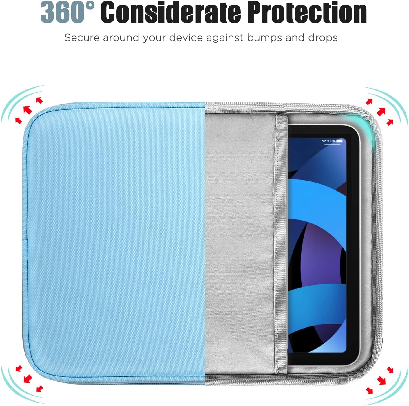 TiMOVO 9-11" Tablet Sleeve Bag for iPad 11-inch A16 2025, iPad 10.9"/10.2"| Air 11 Inch/5th/4th Gen. 10.9", Galaxy Tab A9+/A11Plus 11", Protective Bag with Pocket, Black