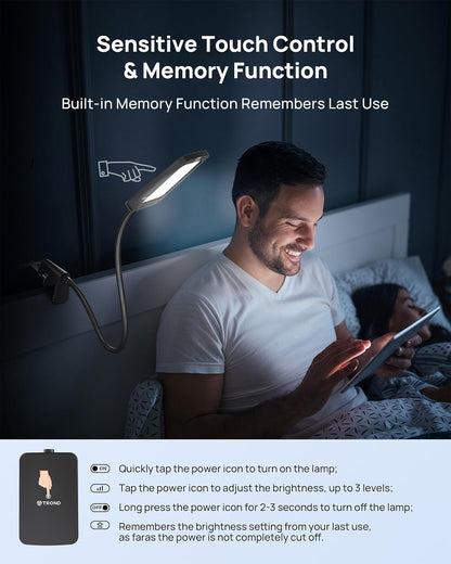 TROND LED Desk Lamp with Clamp, 1000LM Super Bright 3-Level Dimmable Desk Light 6000K Daylight, Extra-Long Flexible Gooseneck Clip on Light, Eye-Care Clamp Lamp for Painting, Workbench,Reading, Sewing