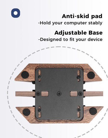Dual Laptop Holder Adjustable Vertical Laptop Stand, 2 Slots MacBook Stand Wood,Wooden Laptop Stand,Vertical Laptop Holder for Desk, Widen Dock Fits All MacBook/Surface pro