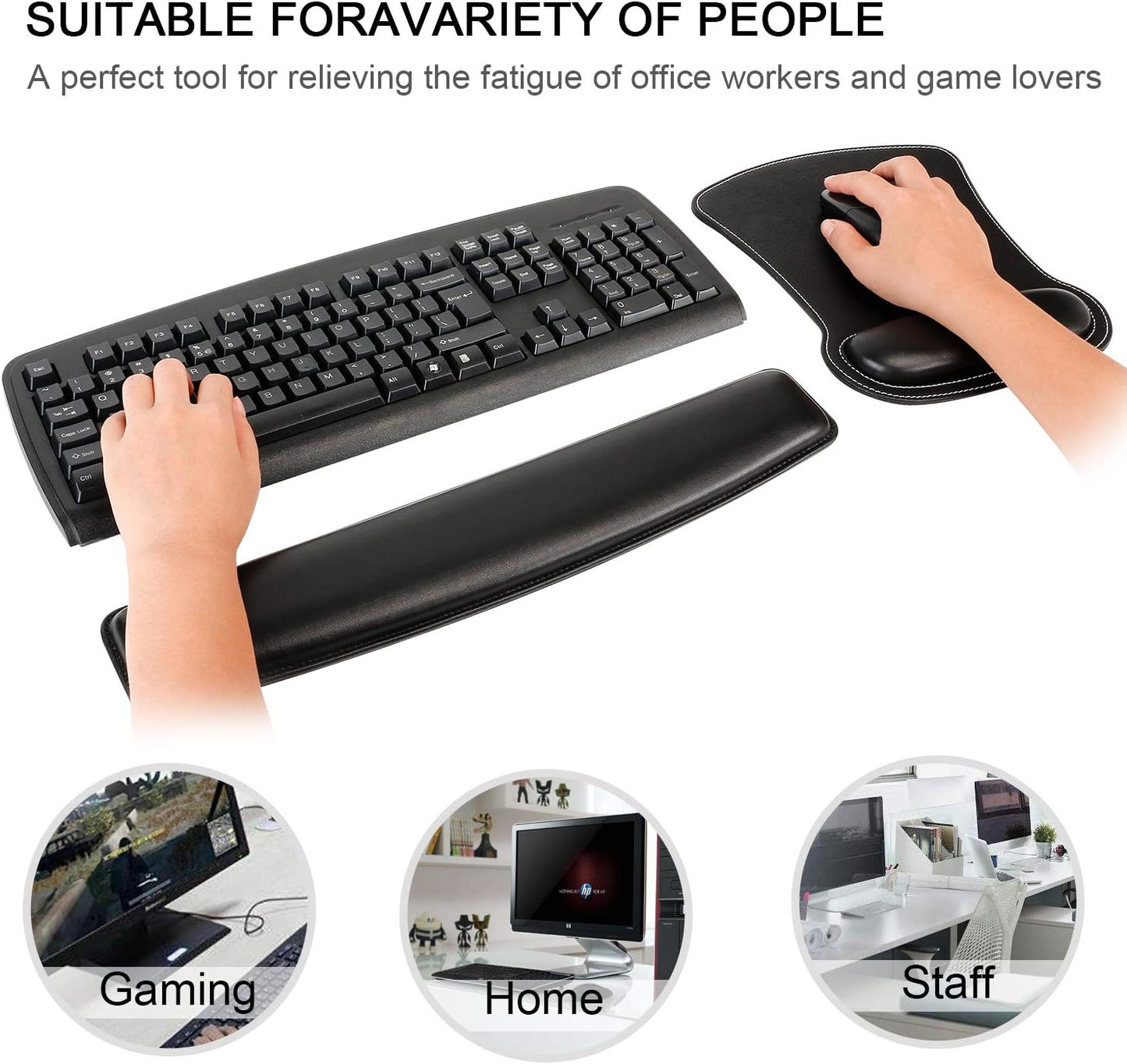 RICHEN Keyboard Wrist Rest Pad and Mouse Wrist Rest Support Mouse Pad Set,Sturdy & Comfortable & Lightweight for Easy Typing & Pain Relief-Ergonomic Support (Brown)