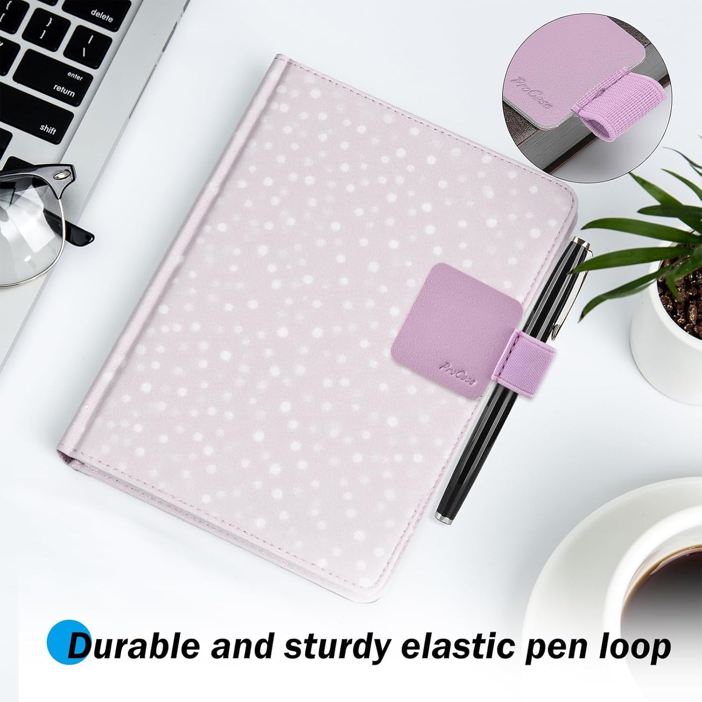 ProCase (5 Pack) Pen Loop Holder for Notebooks Journals Planners Tablet Case, Self Adhesive Leather Pencil Holder with Elastic Loop for Pens, Apple Pencil, Stylus Pen -Black