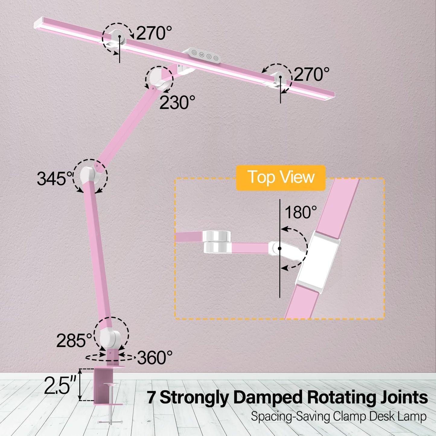 Micomlan Led Desk Lamp with Clamp, Architect Desk Lamp for Home Office with Atmosphere Lighting, 24W Ultra Bright Auto Dimming Computer Light Stepless Dimming and Tempering LED Table Light