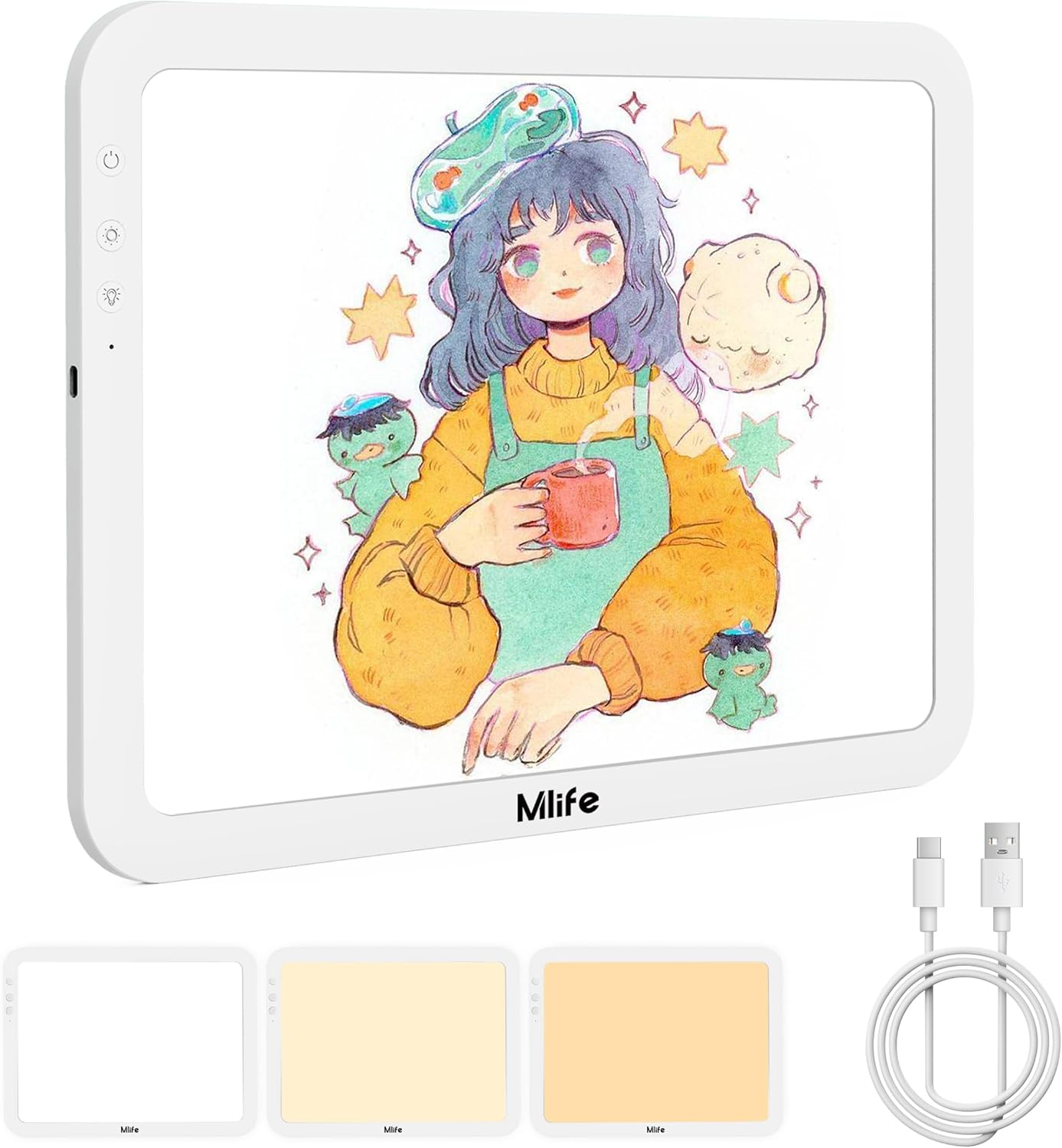 Mlife A4 Rechargeable Tracing Light Pad,Stepless dimming,Six Brightness Settings Up to 8860 Lumens,Cordless and Portable Drawing Light Board for Tracing,Weeding Vinyl,Sketching,Diamond Art(White)