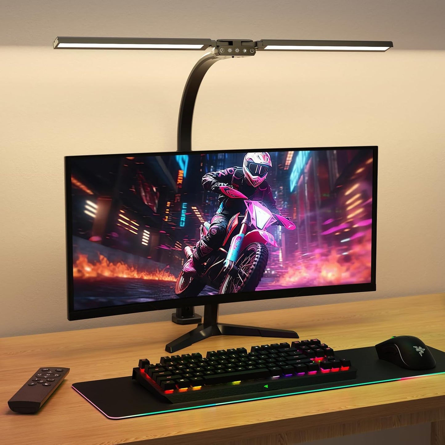 SIBRILLE LED Desk Lamp for Home Office - Dimmable Computer Desk Light with Clamp, Modern Architect Task Lamp with Color Changing, Flexible Desktop Lamp with Gooseneck for Monitor, Double Head, White