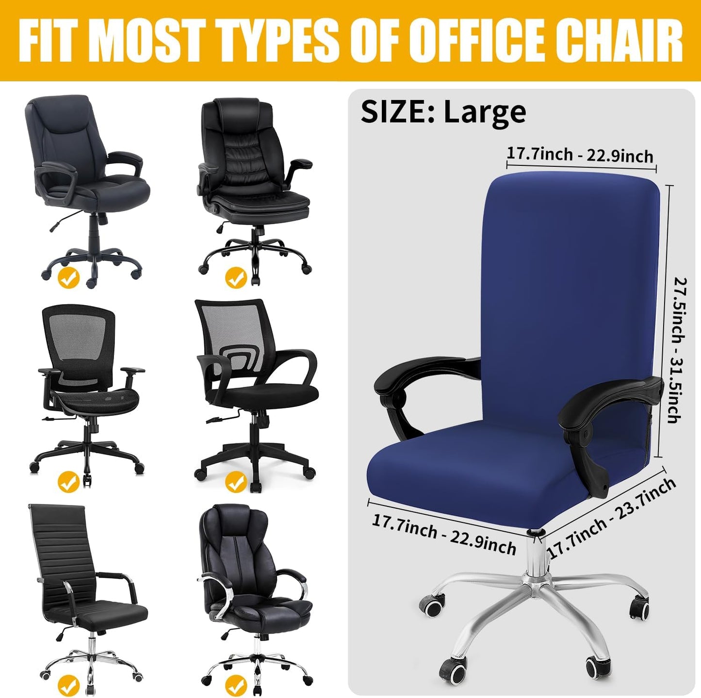 Smiry Stretch Printed Office Chair Armrest Covers, 2 Pcs Soft Fit Removable Washable Computer Desk Chair Arm Covers Protector, Black
