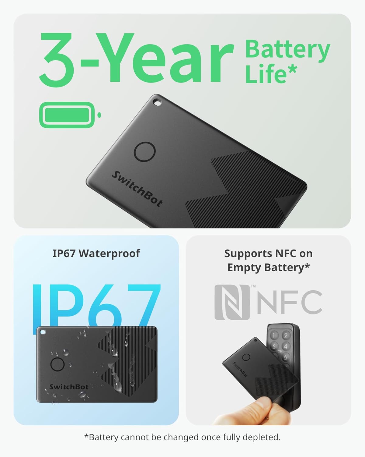 SwitchBot Slim Wallet Tracker Card (2.5mm) – Works with Apple Find My (iOS Only), Credit Card Finder for Wallet, Phone & Keys, IP67 Waterproof, Up to 3-Year Battery