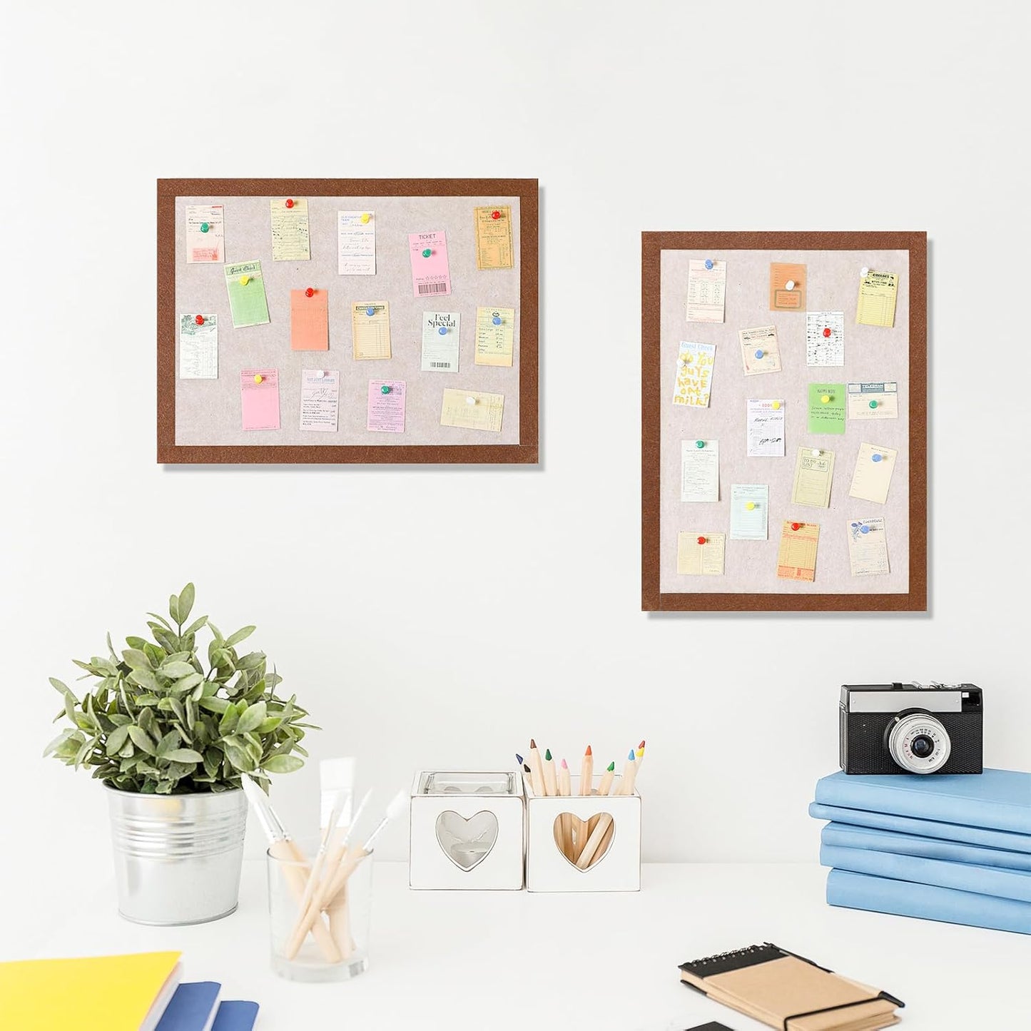 Felt Pin Board Bar Strips Bulletin Board for Bedrooms Offices Home Wall Decoration, Notice Board Self Adhesive Cork Board with 35 Push Pins for Paste Notes, Photos, Schedules