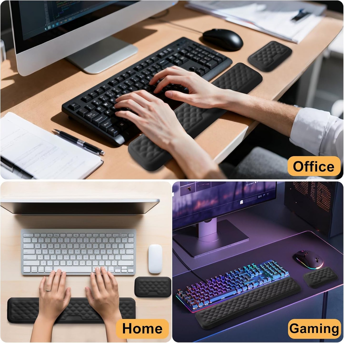 Keyboard Wrist Rest Mouse Wrist Support, Memory Foam Wrist Rest Pad for Computer Laptop, Ergonomic Wrist Cushion Support for Typing Pain Relief, Gaming Home Office, Purple
