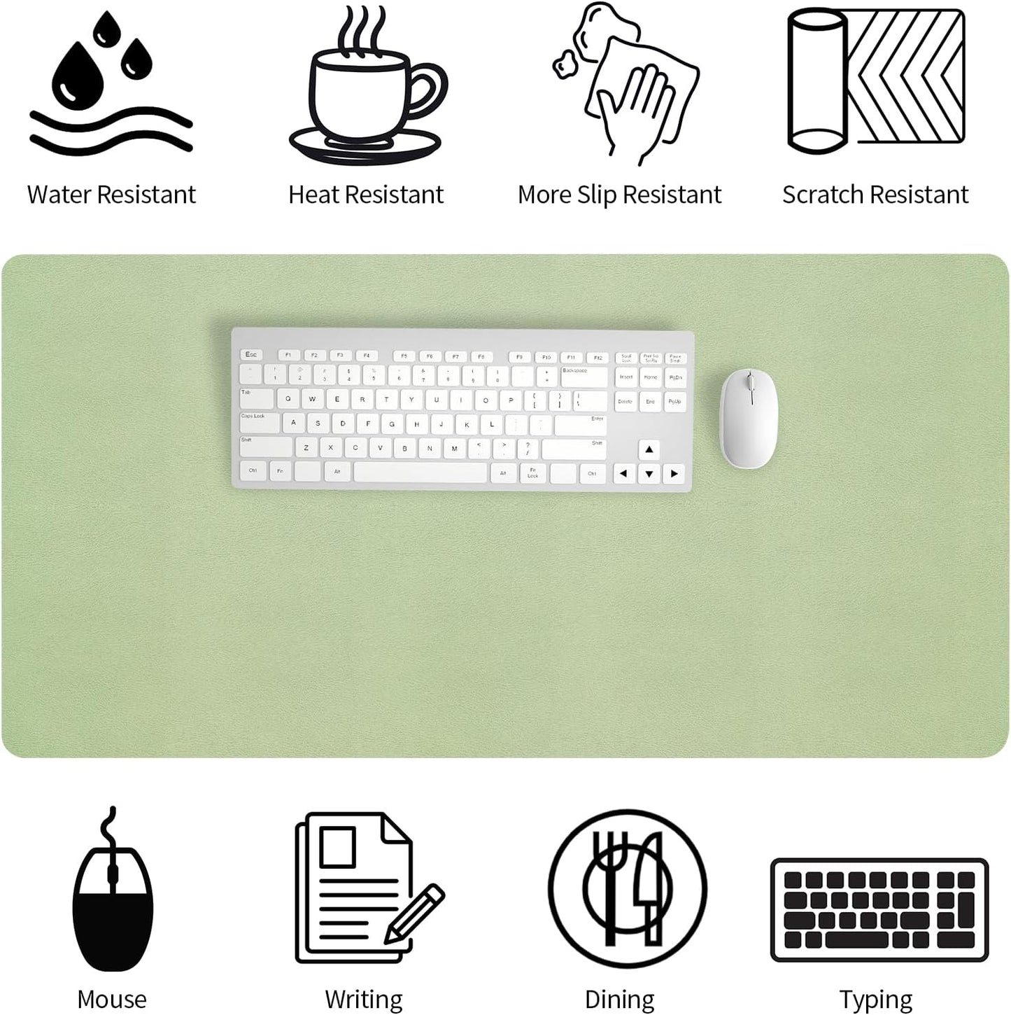 Bloss Leather Desk Pad and Keyboard Wrist Rest, Large Mouse Pad + Keyboard Pad+Mouse Wrist Support, Non-Slip Desk Mat Protector for Office, Home(31.5×15.7 Inches,Beige) - Colors A