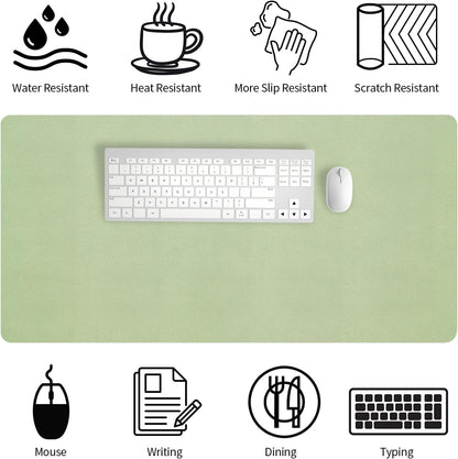 Bloss Leather Desk Pad and Keyboard Wrist Rest, Large Mouse Pad + Keyboard Pad+Mouse Wrist Support, Non-Slip Desk Mat Protector for Office, Home(31.5×15.7 Inches,Beige) - Colors A