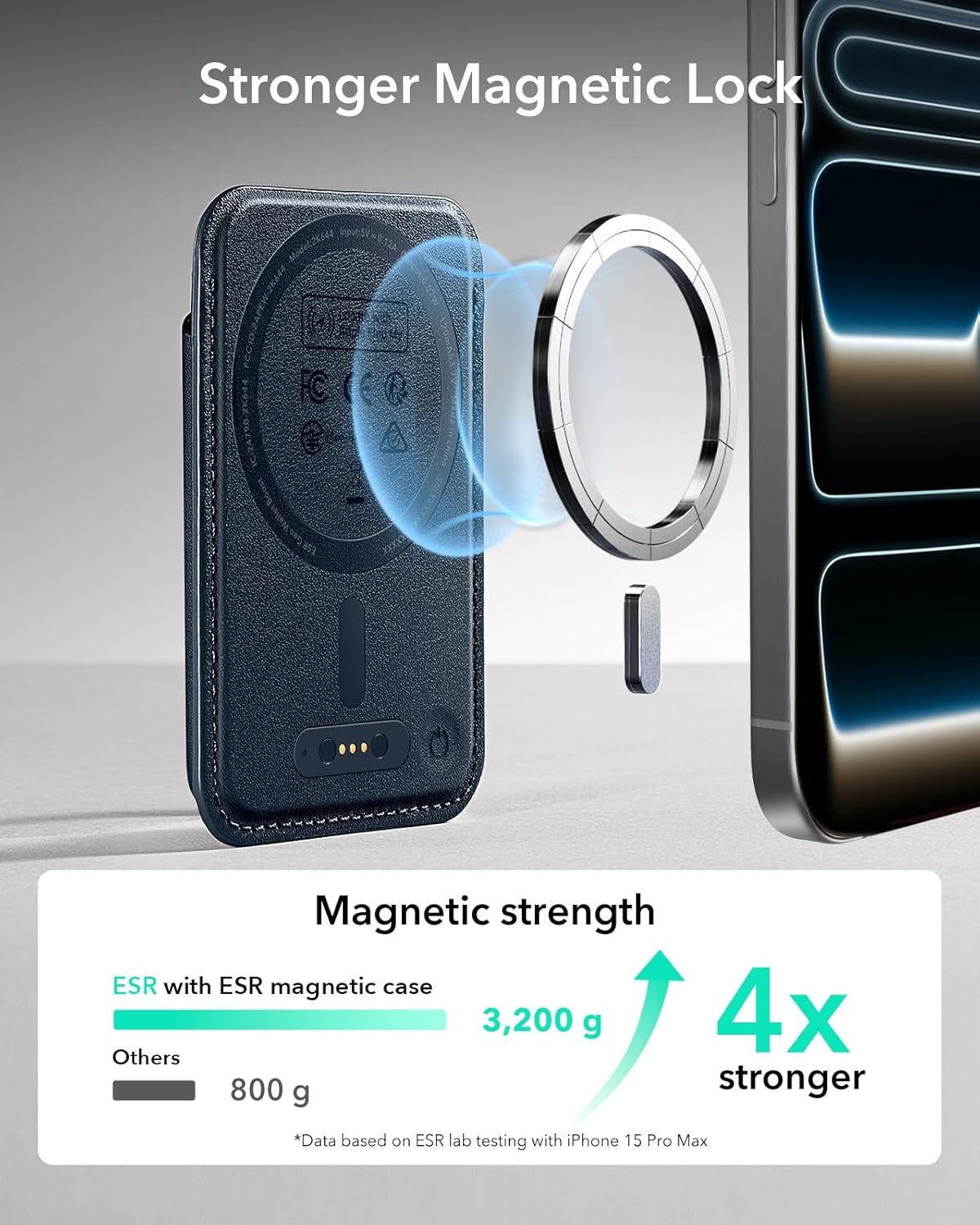 ESR Geo for MagSafe Wallet with Full Find My Functionality, RFID Blocking, 5 Cards Holder for Phone Case, Strong Magnetic Wallet for iPhone 17e/17/16/15/14/13/12 Series, Not for 13/12 Mini, Black