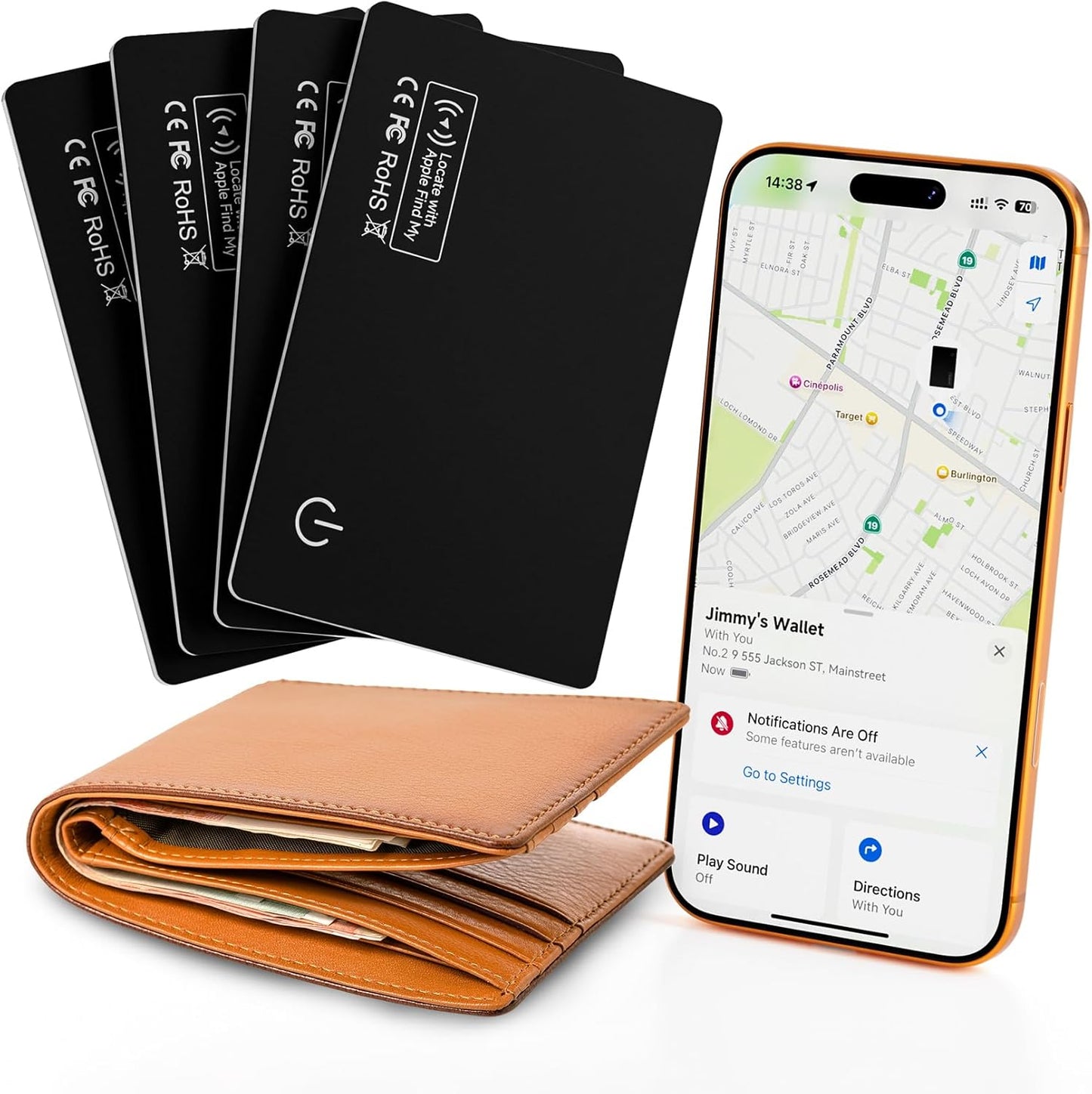 4-Pack 2026 MFi Certified Air Card Tag Tracker Wallet Tracker Card| Ultra Slim 0.07in, IP68 Waterproof | Works with Apple Find My (iOS) | for Wallets, Keys, Luggage,Bags,eirix Manufacturer