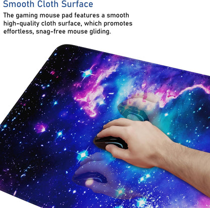 Large Extended Gaming Mouse Pad with Stitched Edges, (31.5X15.7In) Durable Non-Slip Natural Rubber Base, Waterproof Computer Keyboard Pad Mat for Esports Pros/Gamer/Desktop/Office/Home-Black
