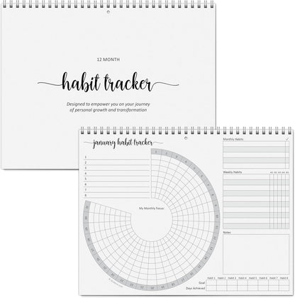 321Done Habit Tracker Calendar, Made in USA - 12 Months Wall Hanging Productivity Journal 8.5x11, Spiral Binding Undated Motivational Monthly Planner to Track Habits and Goals