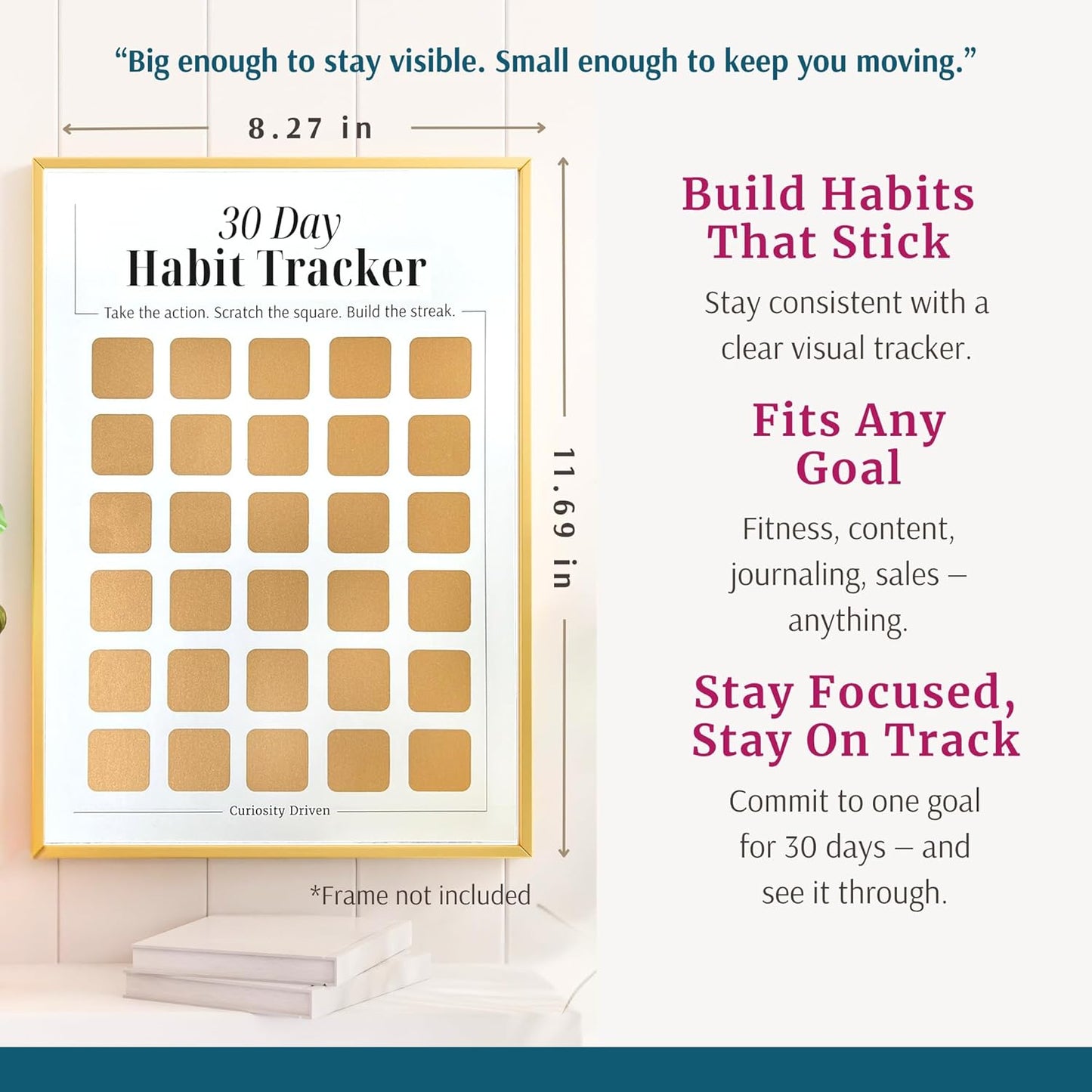 Daily Habit Tracker for Women – 30-Day Goal & Productivity Chart with Scratch-Off Motivation (8.3" x 11.7") | The Streak Keeper with Encouraging Prompts & Bonus Habit Guide