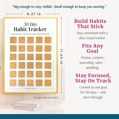 Daily Habit Tracker for Women – 30-Day Goal & Productivity Chart with Scratch-Off Motivation (8.3" x 11.7") | The Streak Keeper with Encouraging Prompts & Bonus Habit Guide