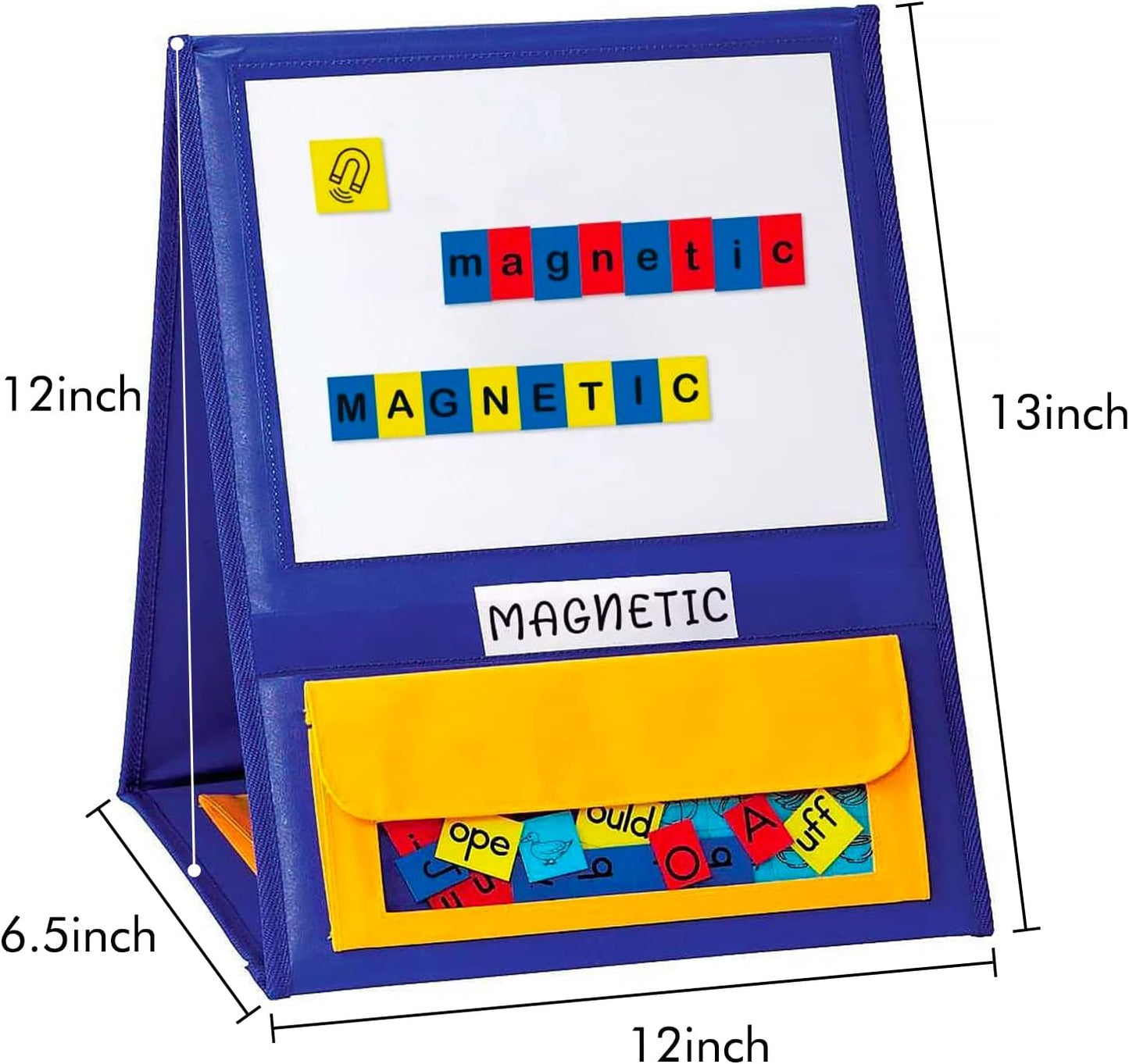 Magnetic Desktop Tabletop Pocket Chart Stand, Double Sided Small Pocket Chart for Classroom Home (15" X 12.5")