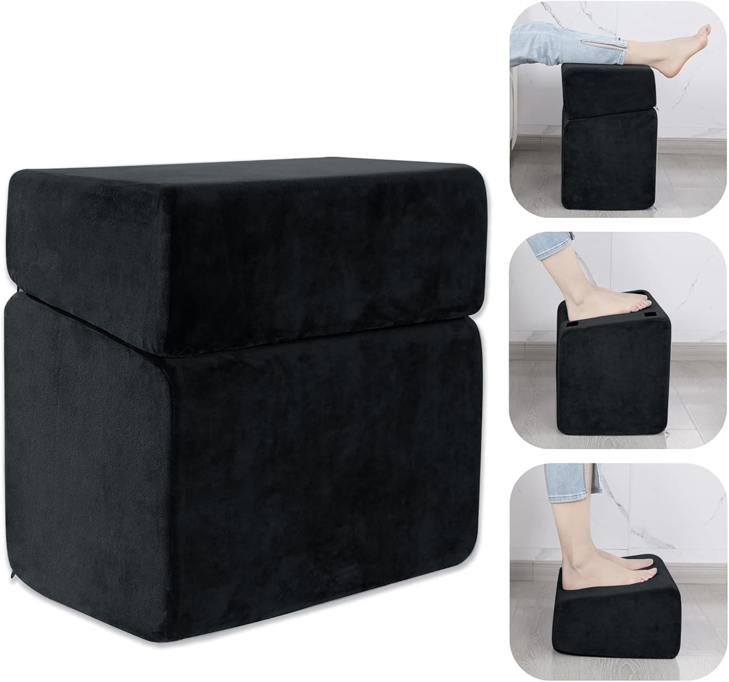 ROYALAY Adjustable Foot Rest Under Desk for Office, High-Density Foam Foot Rest with 3 Adjustable Heights, Ergonomic Footrest with Washable Cover for Home, Airplane, Travel(17 * 11 * 17in, Gray)