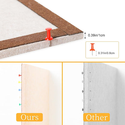 Felt Pin Board Bar Strips Bulletin Board for Bedrooms Offices Home Wall Decoration, Notice Board Self Adhesive Cork Board with 35 Push Pins for Paste Notes, Photos, Schedules