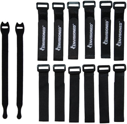 ENVISIONED Reusable Cinch Straps 2" x 40" - 6 Pack, Multipurpose Strong Gripping, Quality Hook and Loop Securing Straps (Black) - Colors B