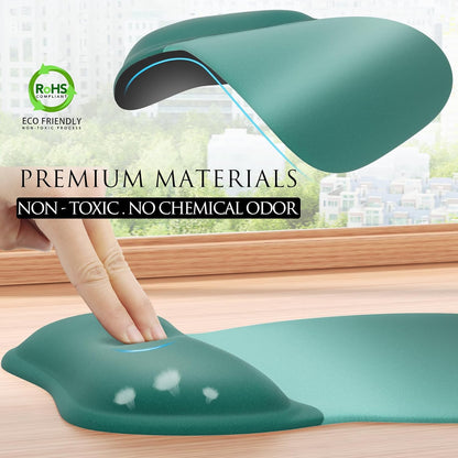 MROCO Ergonomic Mouse Pad with Gel Wrist Rest, Smooth Wrist Support Surface, Non-Slip PU Base for Pain Relief, Comfortable Mousepad for Computer, Laptop, Office & Home, 9.4 x 8.1 in, Black
