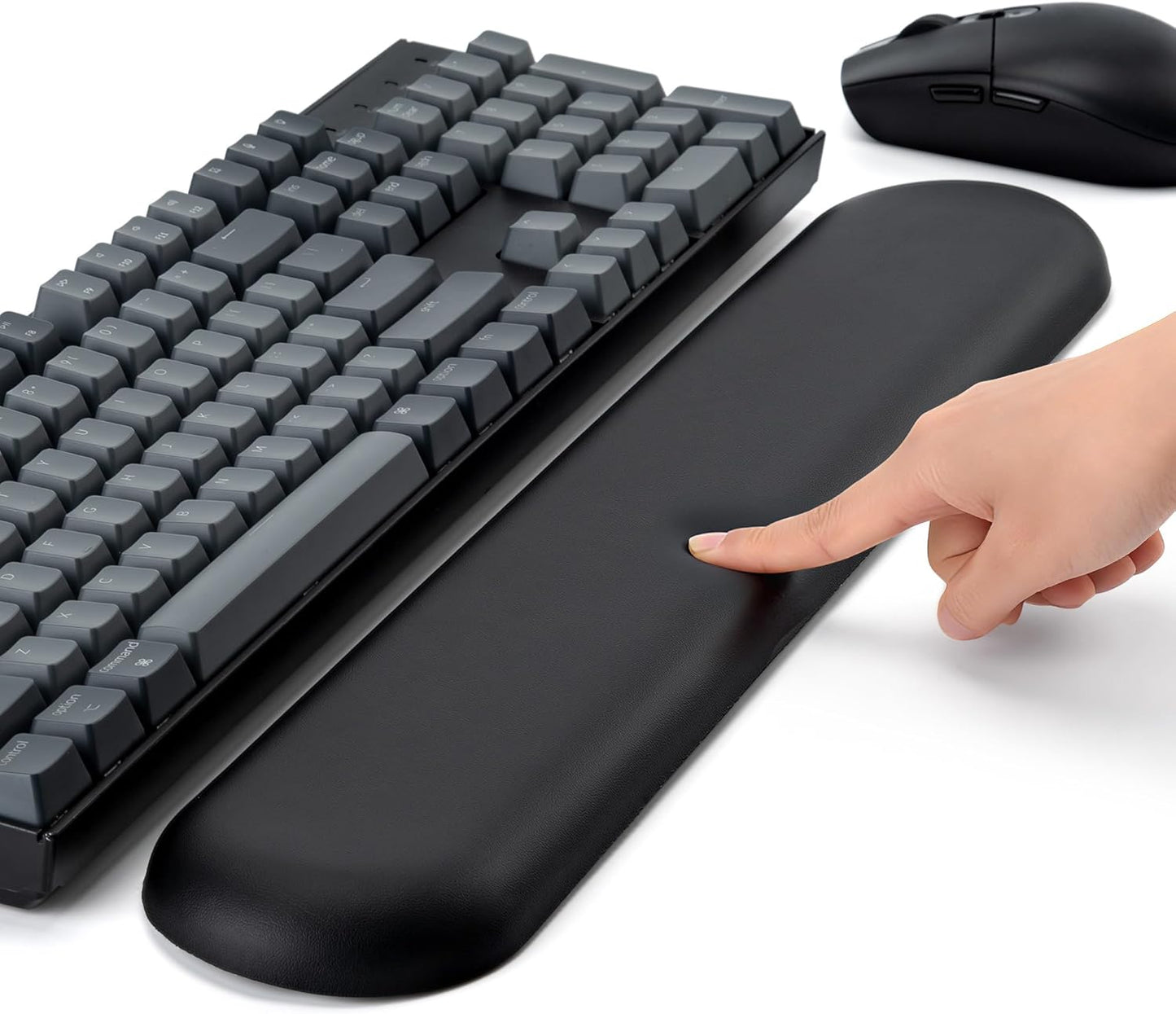 ASFSKY RGB Keyboard Wrist Rest, Ergonomic Wooden Wrist Support with PU Leather & Memory Foam, Non-Slip and Easy-to-Clean Design, Wrist Pad for Mechanical Keyboard, Gaming & Office Use