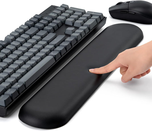 ASFSKY RGB Keyboard Wrist Rest, Ergonomic Wooden Wrist Support with PU Leather & Memory Foam, Non-Slip and Easy-to-Clean Design, Wrist Pad for Mechanical Keyboard, Gaming & Office Use