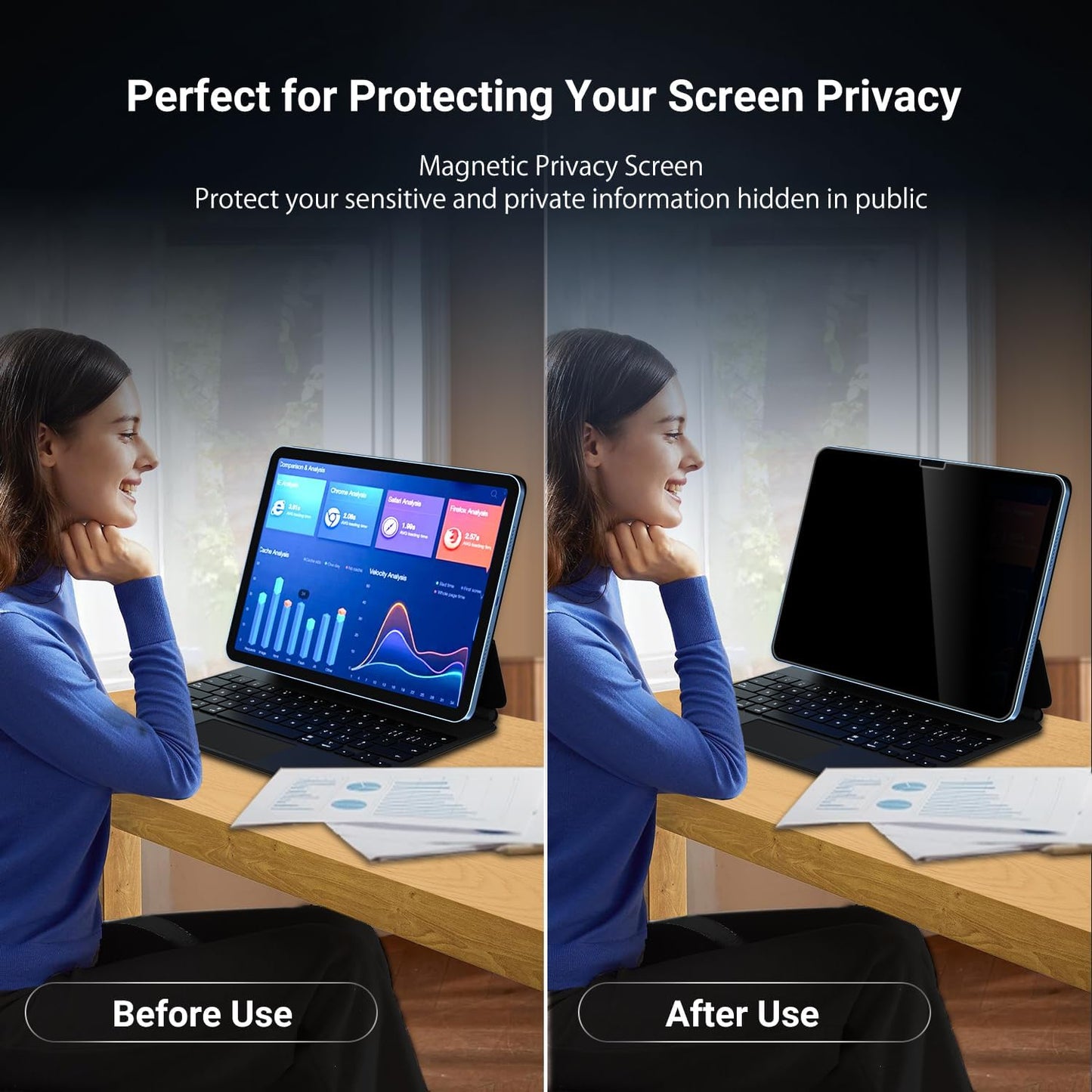 [2-Pack] Privacy Screen For Computer Monitor, 27-Inch 16:9 Aspect Ratio; Anti Spy/Bule Light/Glare And Eye Protection, 2 Install Ways Removable For Office, Airport, Cafe And Other Public Area; Diagonal 27 Inches, Width 23.53 Inches, Height 13.24 Inches