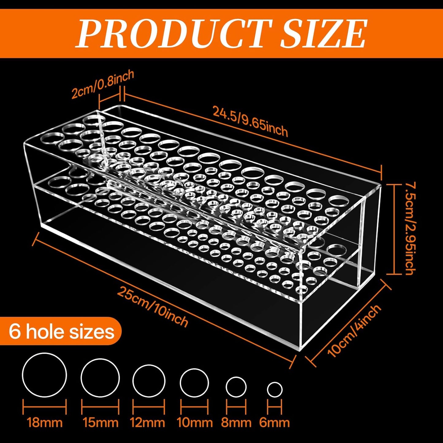 Acrylic Paint Brush Holder 77 Holes and Multi-functional Compartment Paintbrush Organizer Artist Brush Holder Paint Brush Stand Rack for Pens Pencils