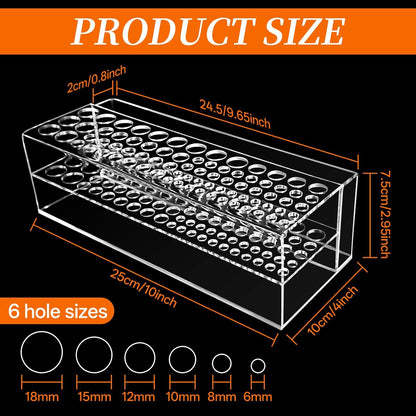 Acrylic Paint Brush Holder 77 Holes and Multi-functional Compartment Paintbrush Organizer Artist Brush Holder Paint Brush Stand Rack for Pens Pencils