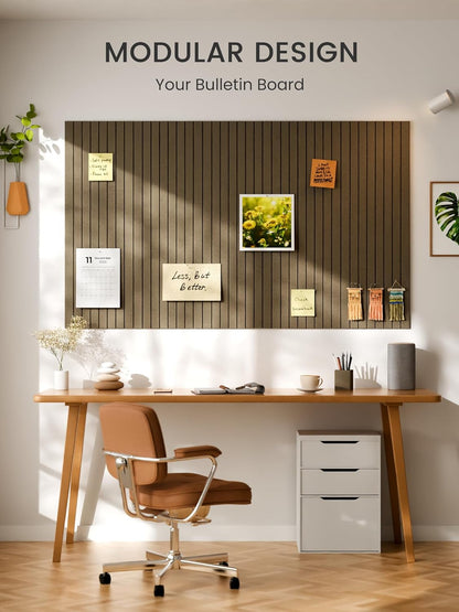 Bumusty Large Cork Board Alternative-48 x 36" Felt Bulletin Board Tiles, with 30 Pushpins, 70 Adhesive Tabs, Fine-Stripe 12-Pack, Cork Boards for Office Push Pin Board Felt Board-Oatmeal