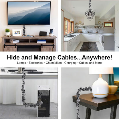 Chandelier Cord Cover Gray 2 Pack with Touch Fasteners,70.8inches Brushed Polyester Fabric Chain Sleeve for TV Cord Cover Decorative Wire Hider Easy Install Convenient for Wire Management